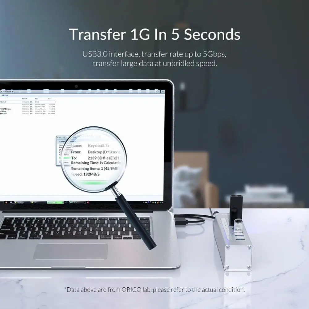 ORICO концентратор USB алюминиевый 4 порта USB3.0 с 12 В источник питания 5 Гбит/с для