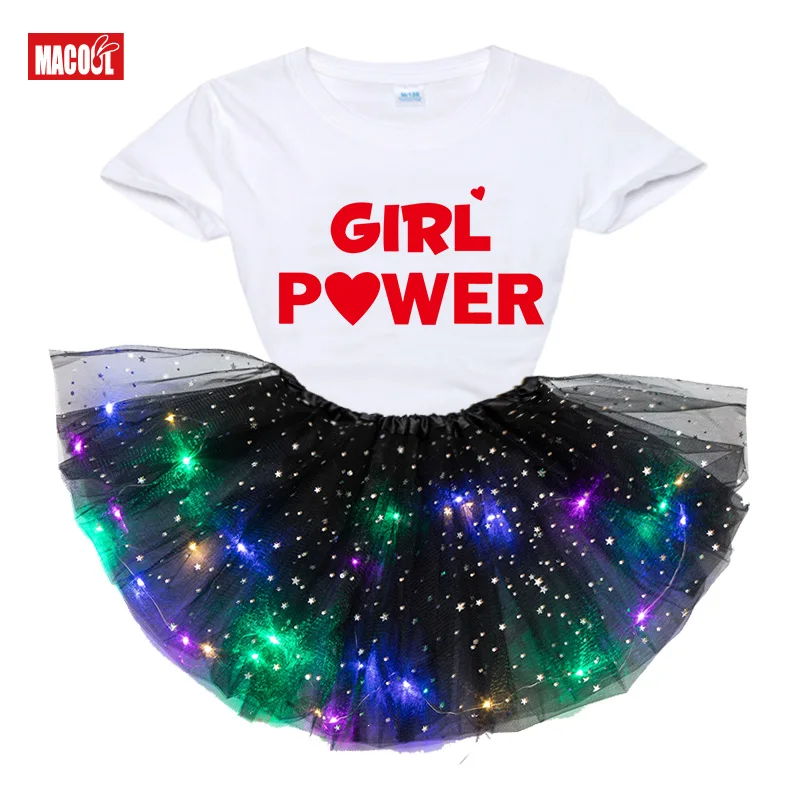 Girls Clothing Set New 2021 Summer Fashion Style Cartoon Printed T-Shirts+tutu Dress Set Girls Short Skirts Dress Clothes Sets