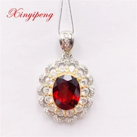 xin yipeng gem jewelry real s925 sterling silver inlaid natural garnet pendant fine womans wedding party gift free shipping