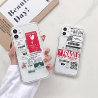 the fragile cup transparent phone case suitable for iphone 12 11 x xs pro max xr 8 7 6 plus phone soft case stylish tpu apple