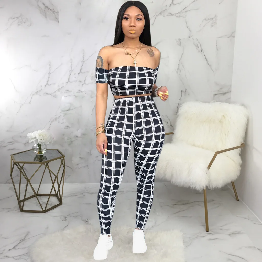 

Женский топ-труба и короткая юбка, легкий и модный клетчатый костюм, женский костюм из двух частей