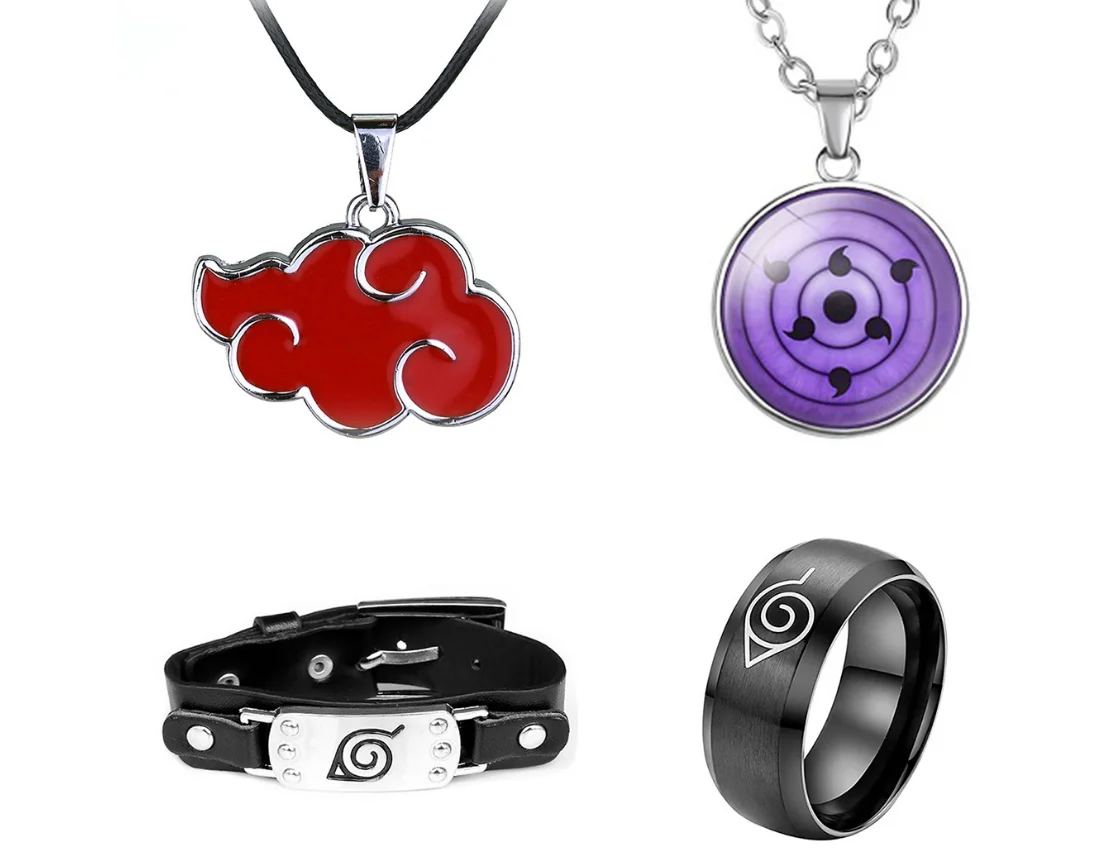 Anime Cosplay Itachi Bracelet Ring Necklace 4 Pieces Accessories Akatsuki Deidara Ninja Character Props Women Men Cool | Украшения и