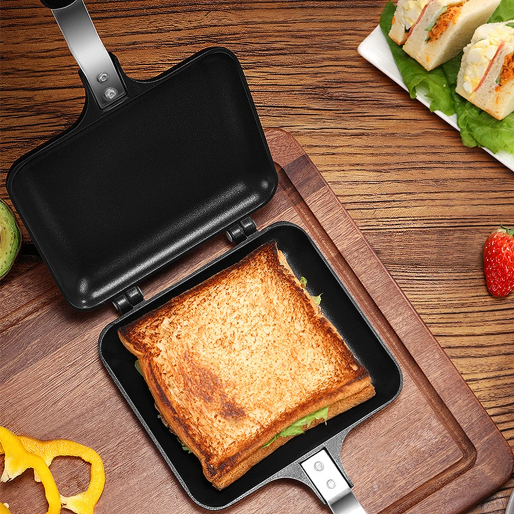 

Non-Stick Foldable Grill Frying Pan Double-Sided Sandwich Panfor Bread Toast Breakfast Machine Waffle Pancake Baking Tools