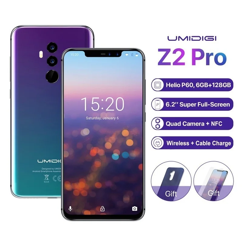 special edition umidigi z2 pro 6gb ram 128gb rom smartphone helio p60 octa core wireless charge nfc 4g lte 3550mah mobile phone free global shipping