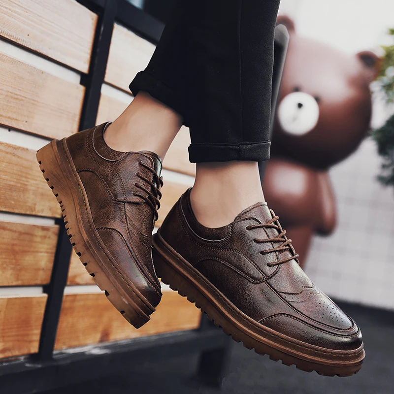 2020 стильные модные мужские туфли Повседневные Классические черные коричневые