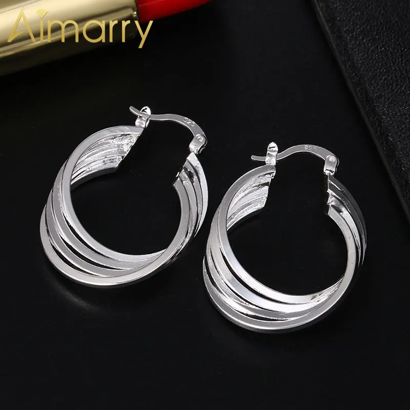 

Aimarry 925 Sterling Silver 38MM Four Wire Circle Hoop Earrings For Women Charm Party Birthday Gifts Wedding Fashion Jewelry