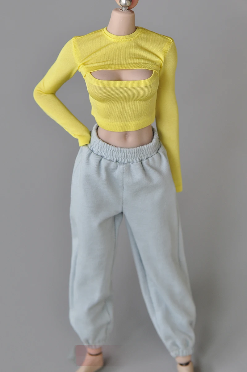 Масштаб 1/6 футболка с открытой грудью для женщин и девочек короткий секционный