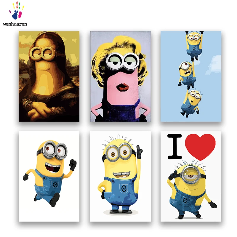 DIY картинки для раскраски по номерам с цветами Гадкий я Миньоны маленький солдат