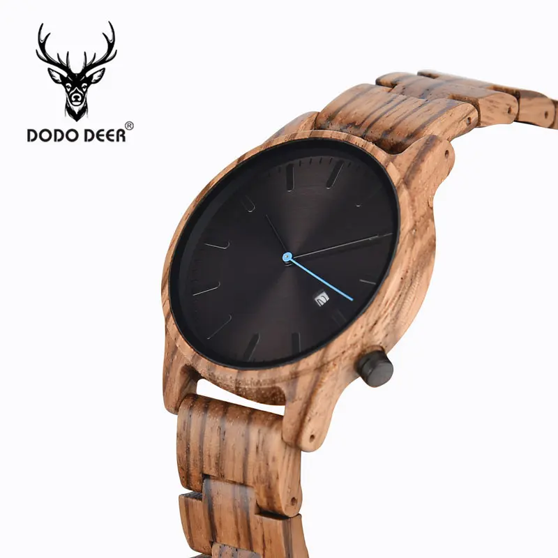 

DODO DEER Mens Watches Top Luxury Brand Men Sports Watches Men's Quartz Wood Clock Male Full Steel Military Wrist Watch OEM B09