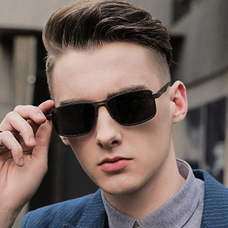 Мужские квадратные солнцезащитные очки NAUQ классические поляризационные для