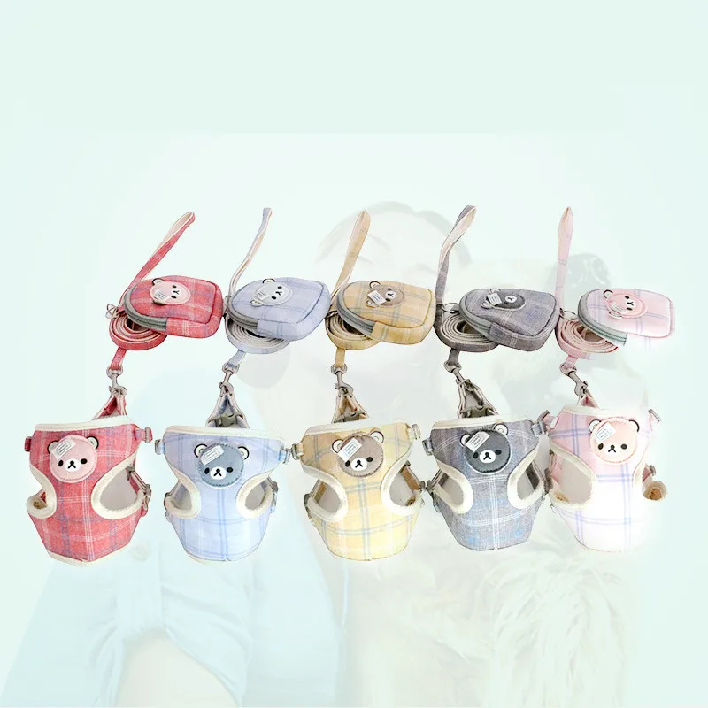 Воздухопроницаемая шлейка для собак нейлоновый жилет с мультяшным медведем