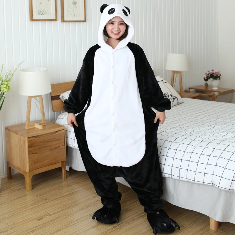 

Winter Women Men Unisex Adult Cute Cartoon Panda Onesies Animal Pajamas Stitch unicornio Unicorn Flannel Sleepwear