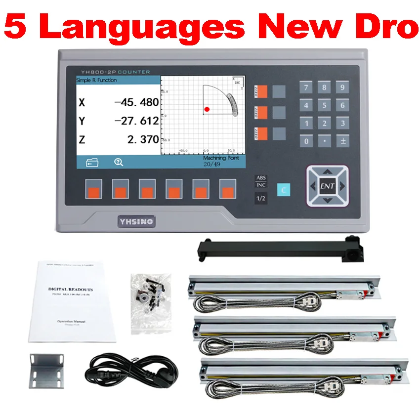 LCD YH800 Dro 3 Axis Set Kit Linear Encoder Metal Display for Lathe Mill Machines 200 300 400 500 600 700 800 900 1000mm Fast