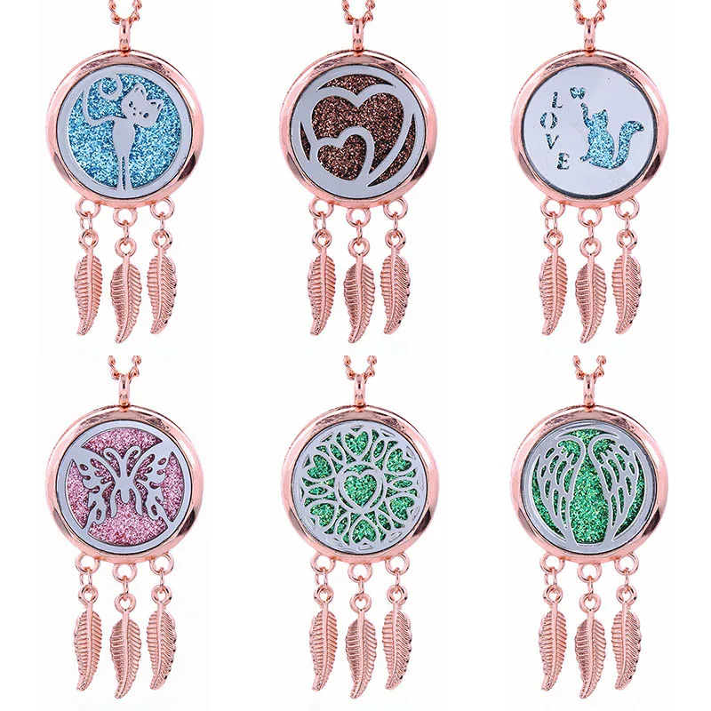 Rose Gold Perfume Diffuser Necklace Magnetic Pendant Aromatherapy Locket Jewelry Essential Oil For Women | Украшения и аксессуары