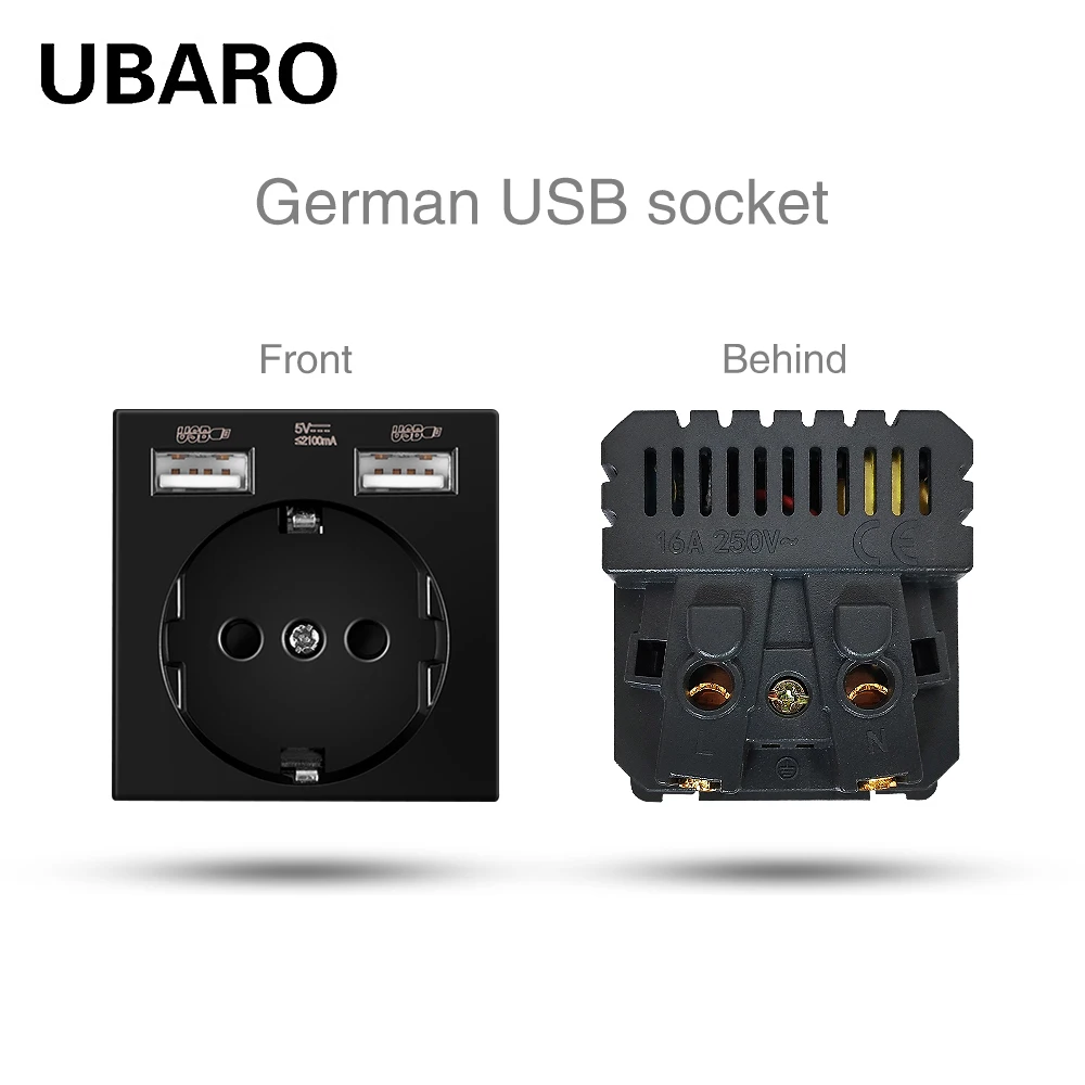 

UBARO EU 52*52 мм черная розетка USB Type C RJ45 RJ11 TV HDMI Индукционная Светодиодная лампа для ног несколько типов модуля DIY монтаж сквор