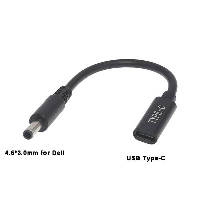 

Переходник с USB типа C «мама» на штекер 4,5*3,0 мм, зарядный адаптер питания постоянного тока для Dell Inspiron 11 13 14 17 15 7000 5000 3000