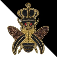 fashion sequin crown bee patch fashion embroidery sew on patches for clothing jacket applique diy accessories