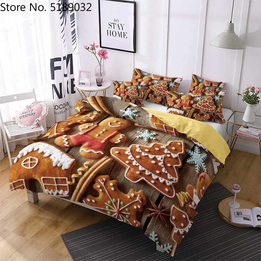 Счастливое Рождество микрофибра пододеяльник наволочка печенье элементы