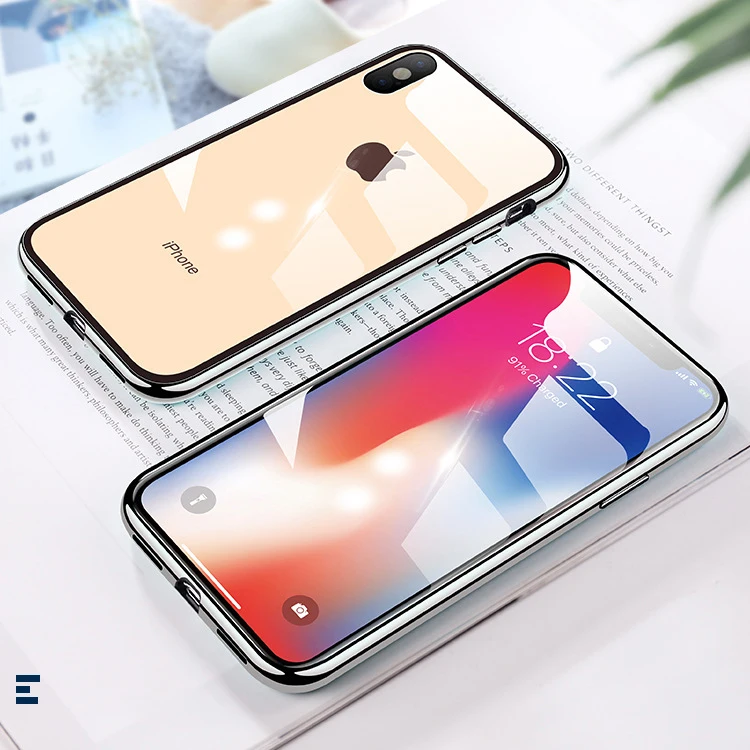 Black Магнитный адсорбционный чехол ярких цветов 360 на для iPhone 11 Pro MAX чехол из закаленного стекла для iPhone XS MAX XR X 7 8 Plus чехол на для айфон 11 Pro Max X XR XS MAX 7 8 плюс - Цвет: Black