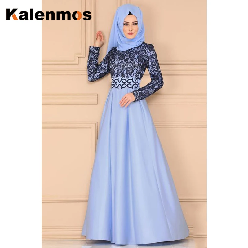 Мусульманское длинное платье Абая Женская кружевная винтажная Кафтан Дубай