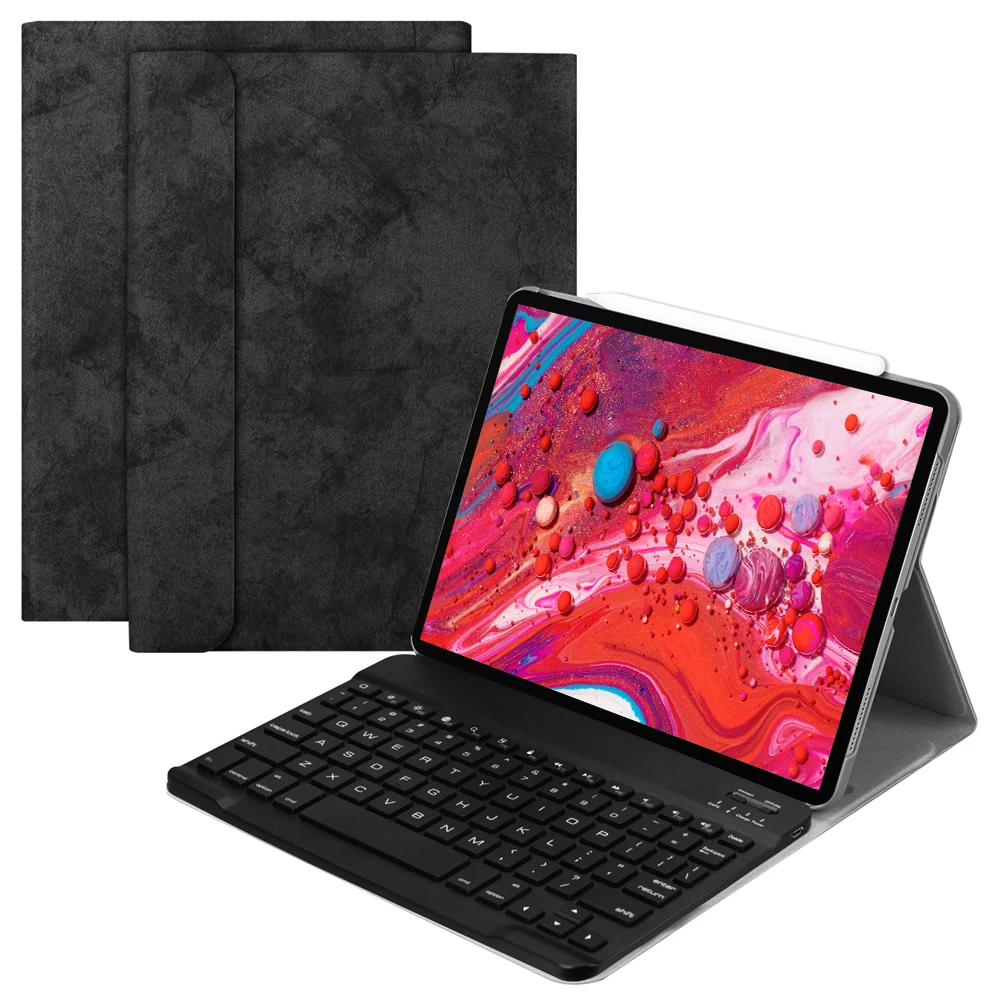 Для iPad Pro 11 Case W Беспроводная Bluetooth клавиатура кожаный защитный смарт чехол для 2018