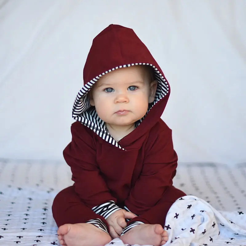 Christmas Clothes set for Baby Boys Girls Newborn Xmas Clothing Set Striped Pocket Hoodie Tops+ Plaid Pants Outfits Set Clothes