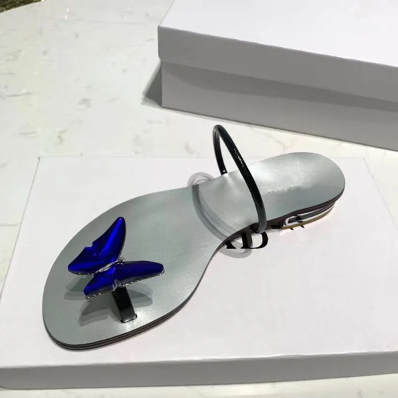 

2021 new summer fairy online celebrity bow sandals slippers set toe sheep flat rhinestone princess Joker fashion