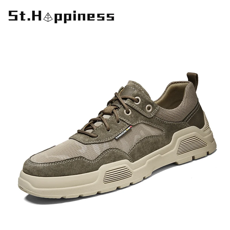 

2021 New Men's Leather Casual Shoes Luxury Brand Lace Up Skateboard Sneaker Fashion Outdoor Soft Sport Walking Shoes Big Size