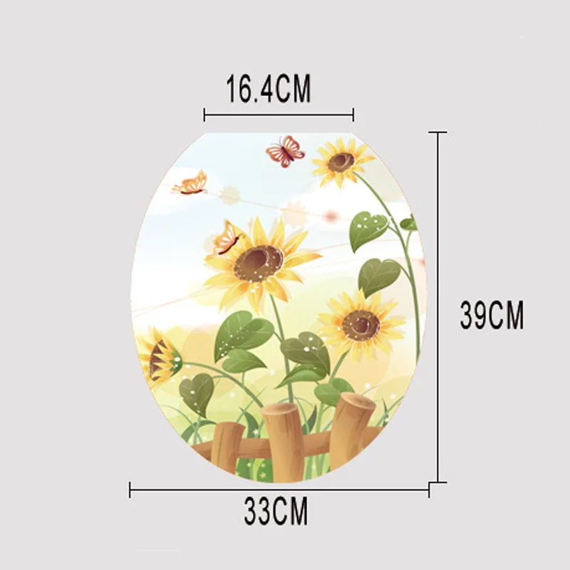 

Butterfly sunflower bathroom wall sticker home decor toilet lid decoration wall decals waterproof toilet stickers Free shipping
