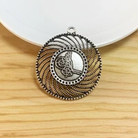 10 pieces tibetan silver hollow filigree round charms pendants for necklace jewelry making findings accessories 37x37mm