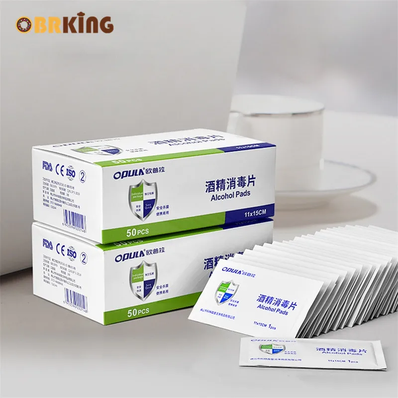50 шт спиртовой влажной салфетки Одноразовые дезинфекции Prep своп Pad для