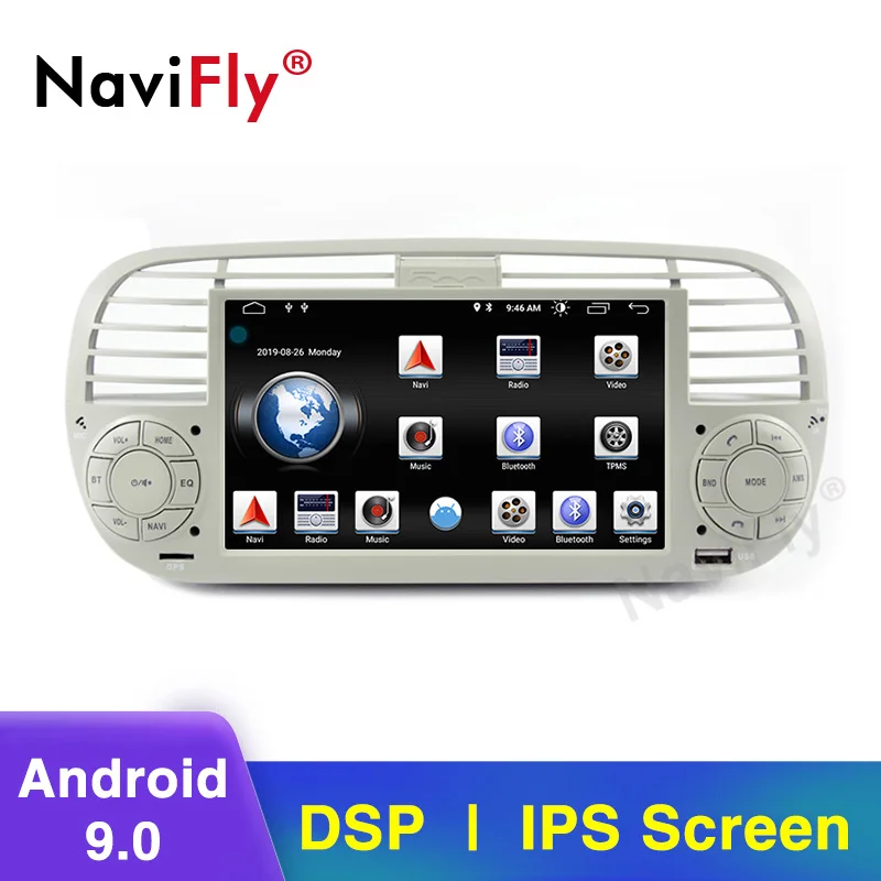 NaviFly ips экран DSP 2 din android 9,0 автомобильный multimidia gps навигатор для FIAT 500 аудио радио авто стерео аудио автомобиля