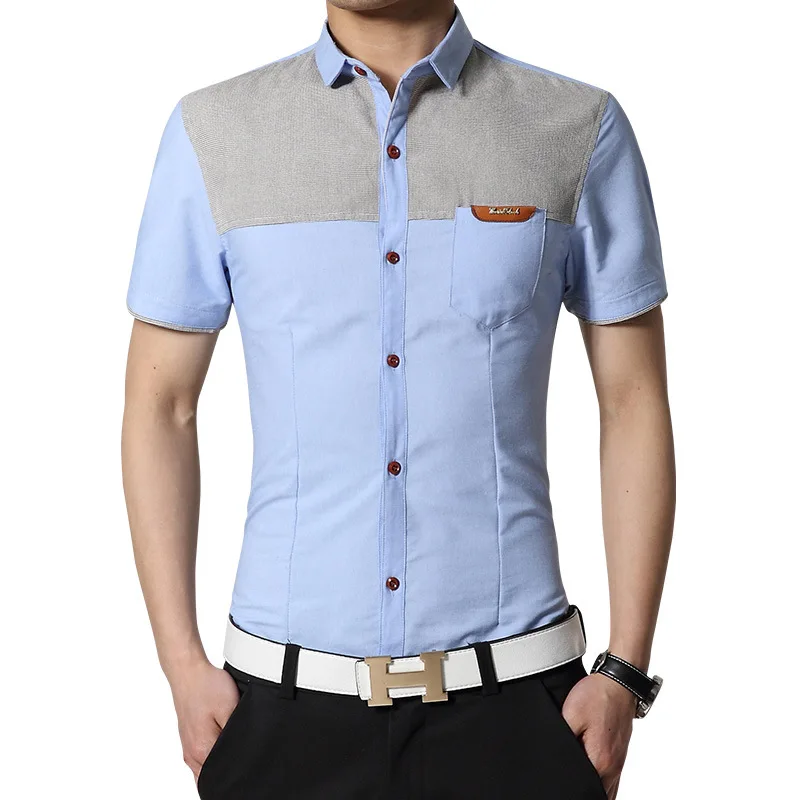 ZOGAA 2021 New Men's Shirt Stitching Long-Sleeved Lapel Tie Buttoned Fine Plain Cloth Men's Shirt Business Casual Daily Wear