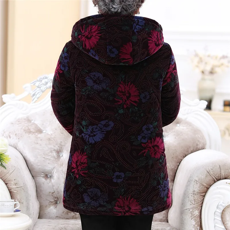 JAYCOSIN New Women Long Coat Winter Elderly Special Button Printing Design Cozy Leisure Warmr Hot Female |