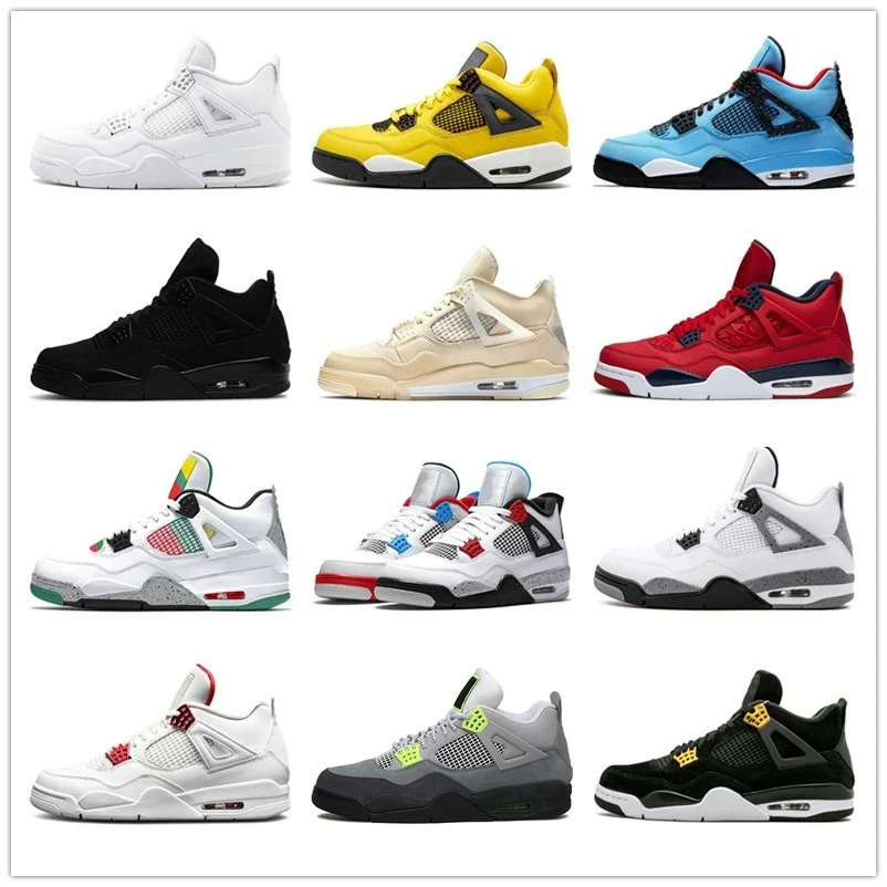 

Zapatillas de baloncesto para hombre, zapatos masculinos de 4S, de cemento blanco y azul, de realeza, 4 Uds., envío gratis, 2020