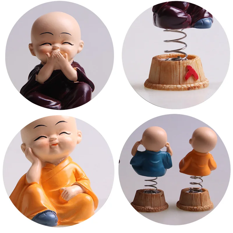 4 шт./компл. автомобиля украшения смолы Bobbleheads фигурка кукол монахов Будда Майтрея рисунок подарок стол Авто декорированные заклепками; стайлинга автомобилей