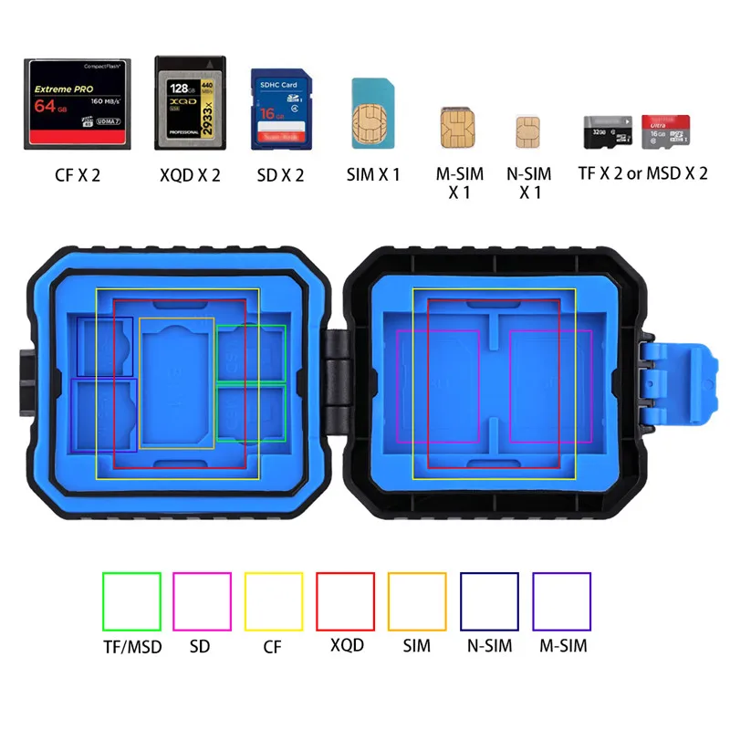 WaterProof 11 in 1 Memory Card Case for 3SIM + 2XQD 2CF 2TF 2SD Storage Box SIM XQD CF TF SD Cards | Электроника
