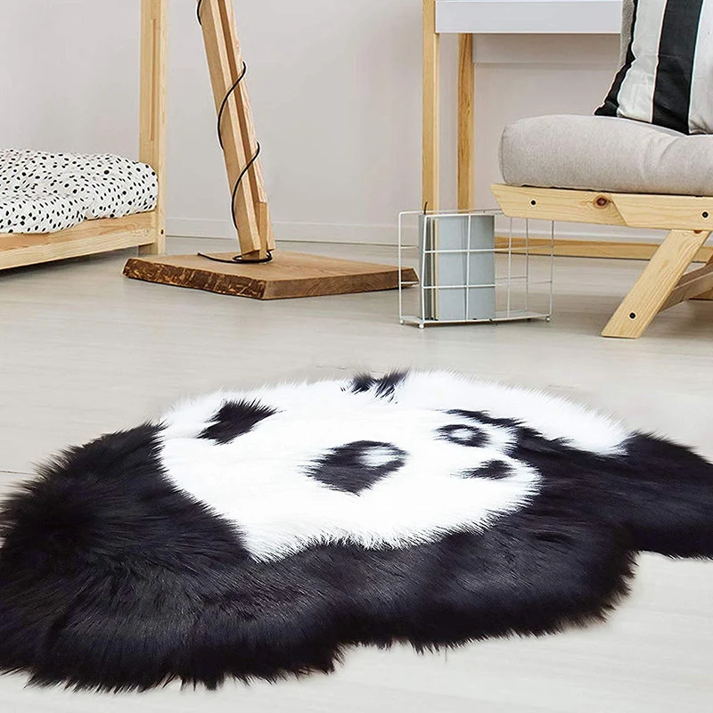 Коврик с изображением панды из искусственной овчины пушистый ковер для гостиной