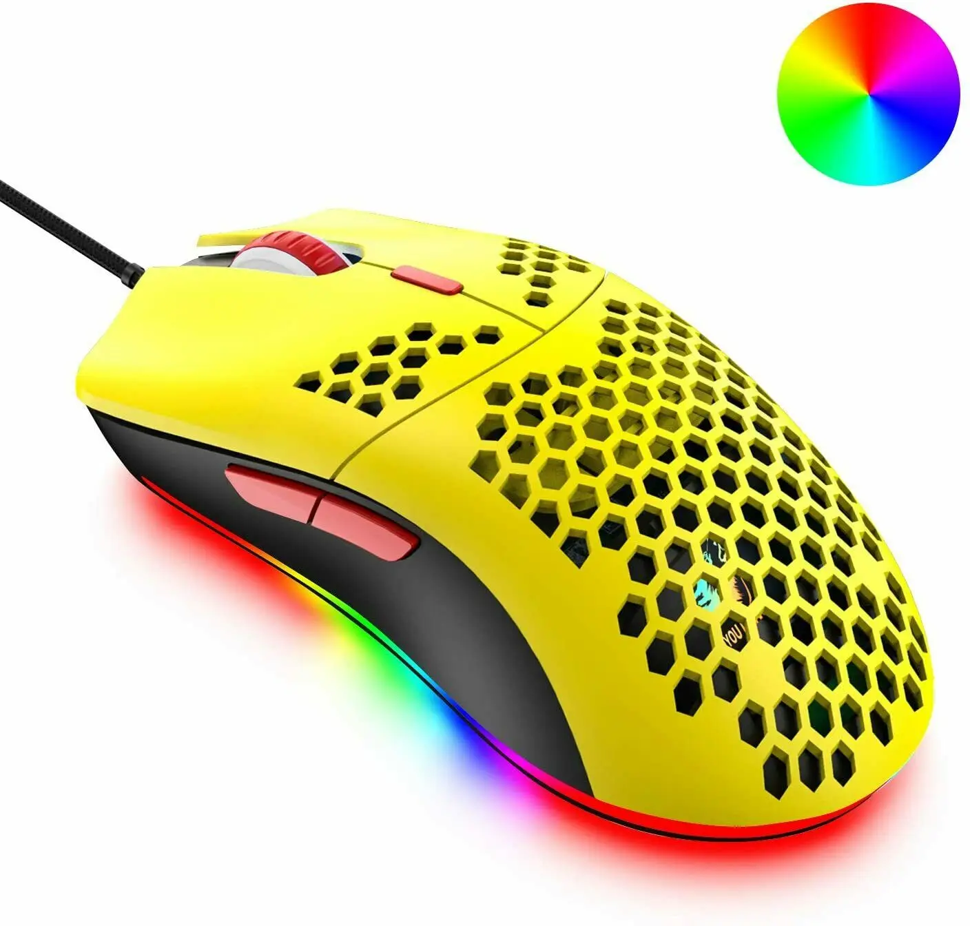 

69G Wired Gaming Mouse Honeycomb Shell Lightweight 6400 DPI USB PC Gaming Mice