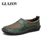 Мокасины мужские из натуральной кожи, дышащие сетчатые, мягкие уличные туфли, лоферы, повседневная обувь, большие размеры 38-50, лето