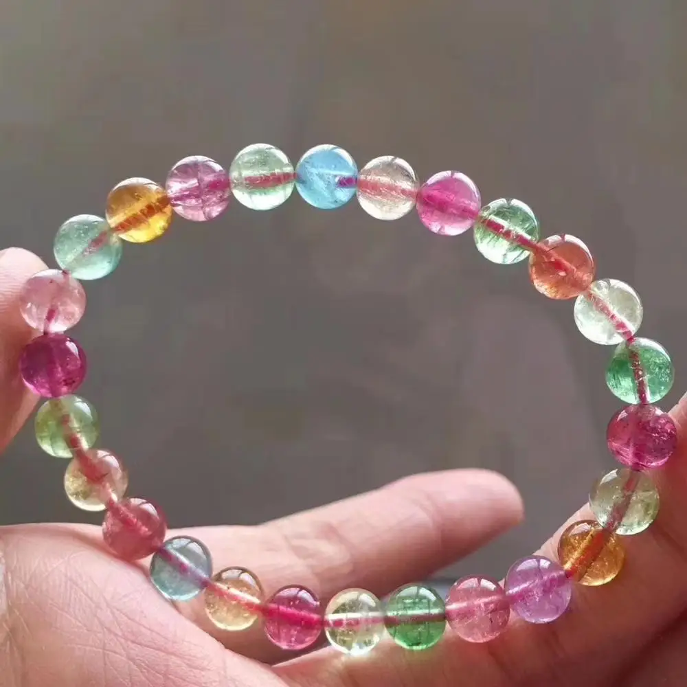 7 2 мм Сертификат натуральный Радужный разноцветный турмалиновый Круглый бисер
