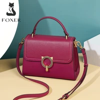 foxer classic ladies handbag natural leather large capacity womens soft fall winter shoulder bags commute casual crossbody bag