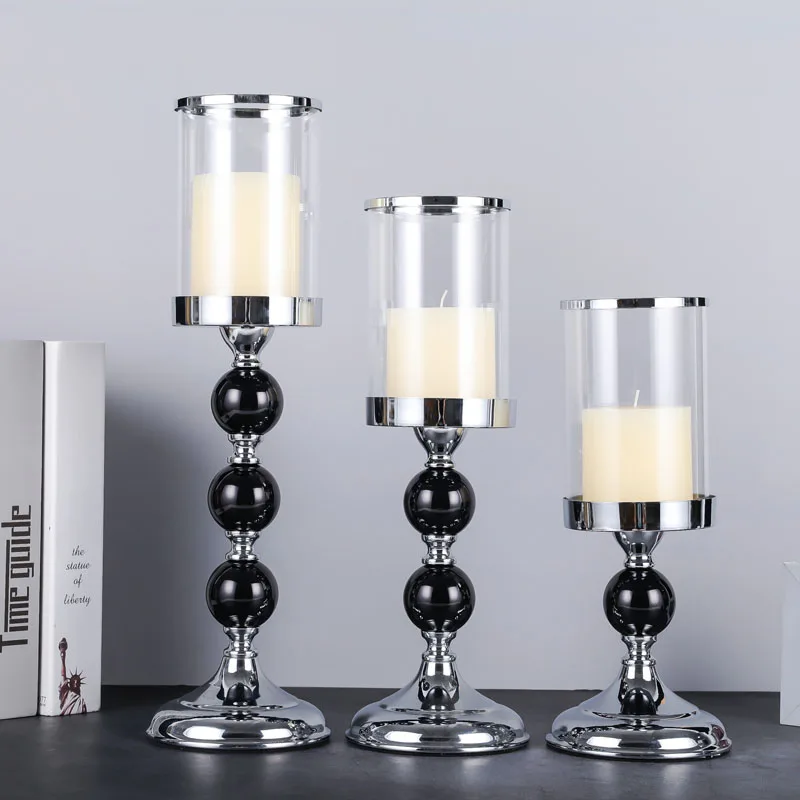 

New Metal Crystal Candlesticks Candle Holder For Coffee Dining Table Wedding Christmas Halloween Party Home Decoration CH406
