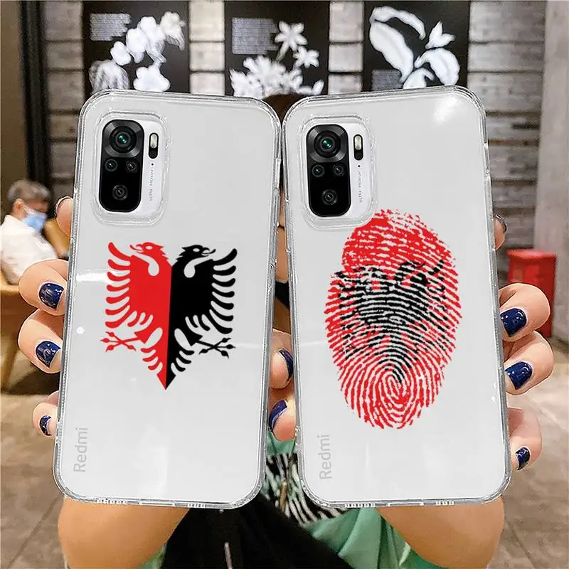 

Albania Albanians National flag Phone Case Transparent for Xiaomi redmi note x f poco 10 11 9 7 8 3 i t s pro cover shell coque