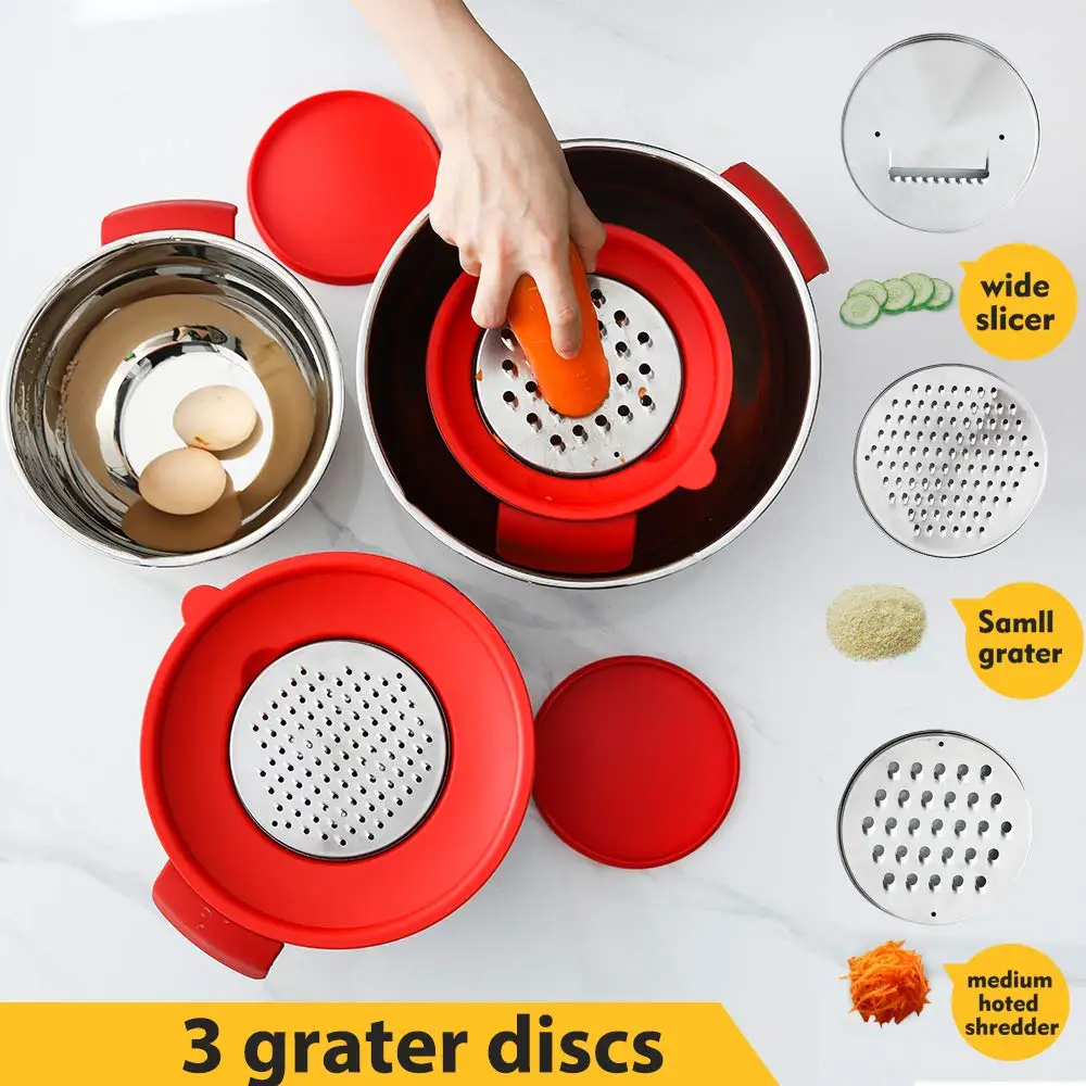 Кухонные штабелируемые миски для смешивания из нержавеющей стали Нескользящая