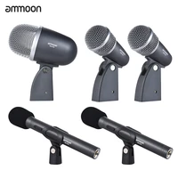 ammoon dm dx8 microphone 5 piece professional wired drum set microphone mic kit with mounting accessories aluminum carrying case