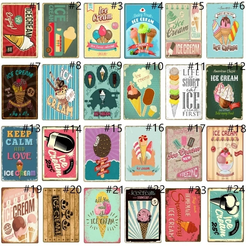 Металлический постер для мороженого в американском стиле домашний оловянный