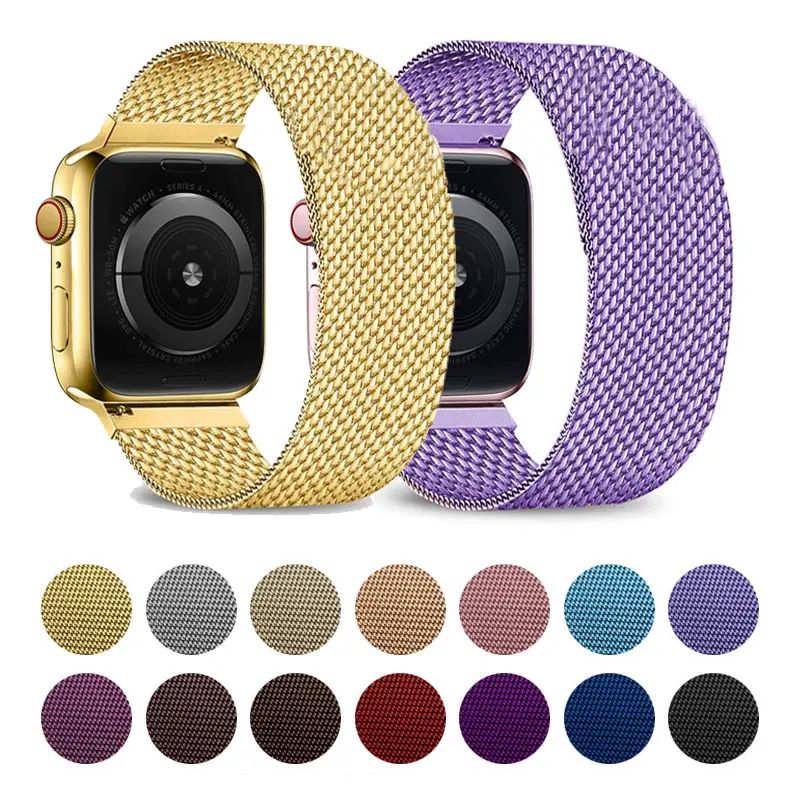 

Strap For Apple watch band 40mm 44mm 38mm 42mm 44 mm Magnetic Loop Stainless Steel Metal bracelet iWatch series 3 4 5 6 se band