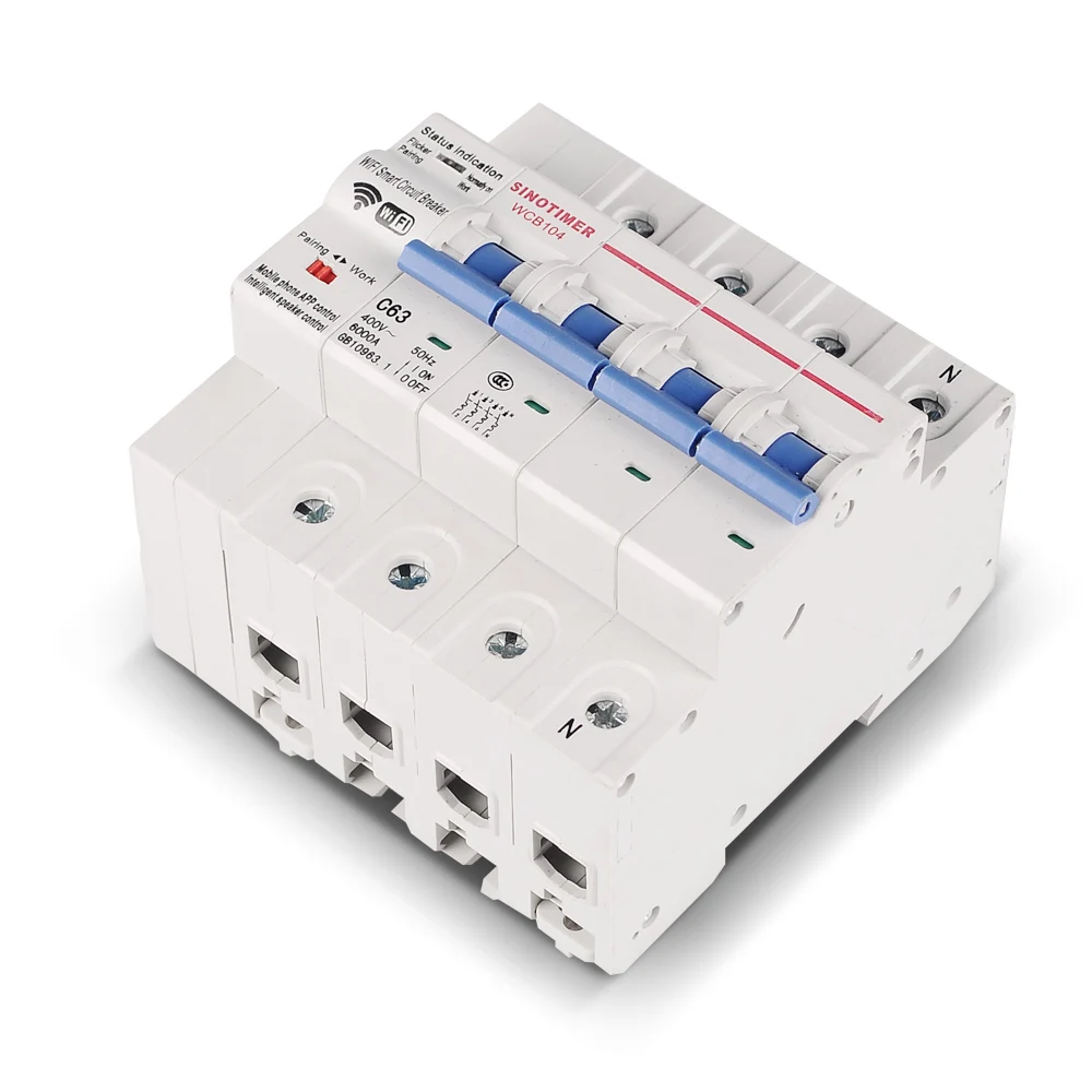 

Three Phase 4P 380V 63A Tuya Smart WiFi Circuit Breaker Industrial Remote Control MCB Timing Switch with Amazon Alexa Echo