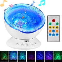 remote control ocean wave projection lamp 7 different light modes 4 music player night light for bedroom living room decoration